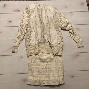 womens S Nikos hand woven sweater and skirt set